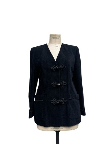 SAINT LAURENT (YSL) Giacca in velluto a coste nero Yves Saint Laurent FW 1994 taglia FR 42 US 10