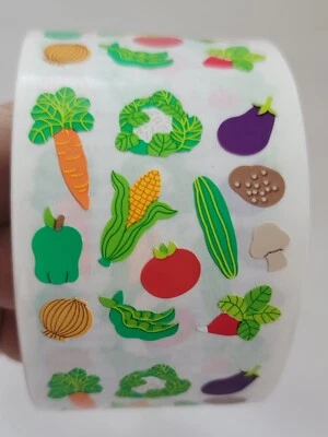 Vtg Sandylion VEGETABLES Micro Stickers NOS Roll Of 100 Mods - Image 1 of 3