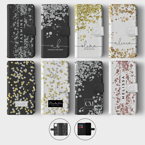 Tirita Personalised Wallet Flip Case for iPhone 14 13 12 11 Confetti Gold Silver