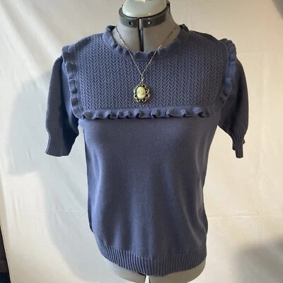 Vintage Xhilaration Target Victorian Style Knit Sweater XXL Slate Blue Coquette - Image 1 of 4