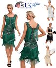 1920s Sleeveless Flapper Scoopneck Gatsby Fringed Sequins Roaring Cocktail Dress