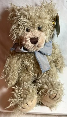 First & Main Bear Scraggles With Original Tag Stuffed Animal Brown With Blue Bow - Image 1 of 4