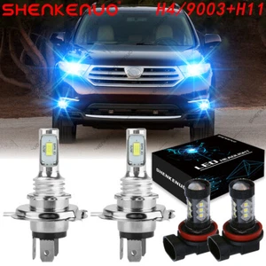 For 2008 2009 2010 Toyota Highlander LED Headlight Hi/Low+Fog Light Blue Bulbs - Picture 1 of 13
