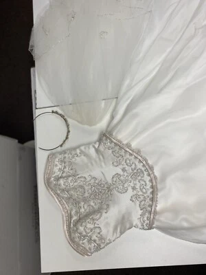 Private Label By G Beaded Bodice Wedding Dress , Veil & Hoop Skirt. - Image 1 of 4