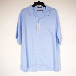 Daniel Cremieux Short-Sleeve Shirt Large L Blue Solid Signature Collection NWT - Picture 1 of 9