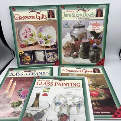 5 One Stroke Glass Painting Books Plaid Glassware Gifts,jars&IvyBowls,Bakeable - Image 1 of 4