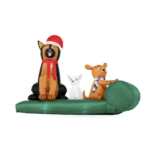 7' LED Lighted Dogs On A Sled Christmas Inflatable Outdoor Yard Holiday Decor - Picture 1 of 9