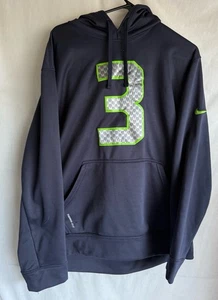 Sudadera con capucha Nike Seattle Seahawks Russell Wilson para hombre L ajuste térmico azul NFL en el campo - Imagen 1 de 4