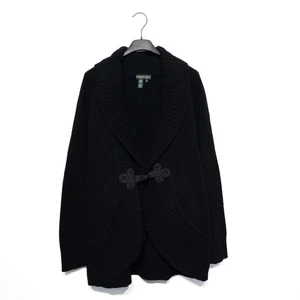 Lauren Jeans Company Vintage Black Shawl Collar 100% Lambswool Cardigan - Size S - Picture 1 of 11