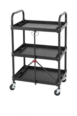 3-Tier Folding Tool Trolley on Wheels 150LB (Storage Utility Kitchen Cart) - Image 1 of 4
