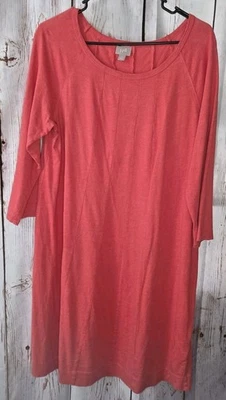 Vestido J. Jill Shift GRANDE L Rojo Óxido/Naranja Camisa Recta Vestido Manga 3/4 Tejido Foto 1 de 4