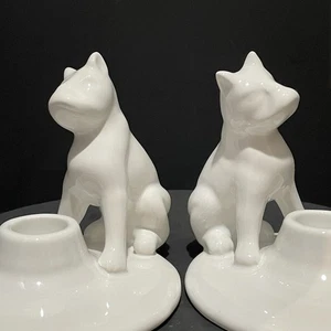 ANTHROPOLOGIE Porcelain Dog Taper Candle Holder Ann-Katrin Braf Malmo Sweden  - Picture 1 of 15