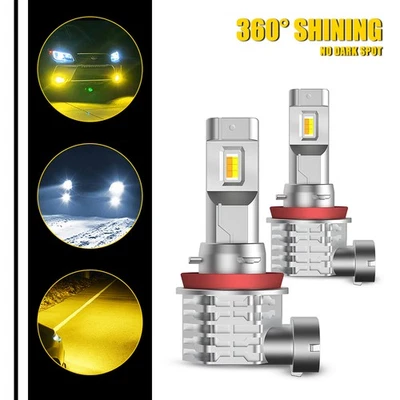 New CANBUS AUXITO Switchback H8 H11 LED Fog Light Bulbs Dual Color Yellow White - Image 1 of 4
