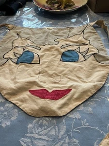 Vintage Child’s 1/2 Apron Handmade Embroidered Face Cute Wall Hanging Playroom - Picture 1 of 7