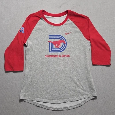 Camisa de rendimiento SMU Mustangs para mujer M Nike de natación y buceo Dri-Fit manga 3/4 Foto 1 de 4