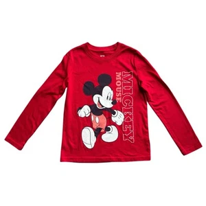 Disney Jumping Beans Boys Long Sleeve T-shirt Mickey Mouse Size 7 Red - Picture 1 of 3