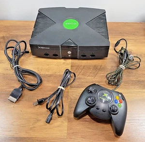 Original Xbox Black Console w/ Cables & Delta Controller *Tested & Works* - Picture 1 of 14