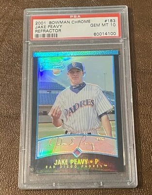 2001 Bowman Chrome Refractor Jake Peavy #183 PSA 10 GEM MINT RC - Image 1 of 2