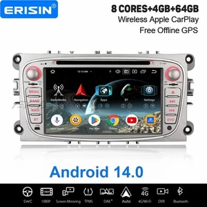 64GB Android 14 Autoradio Navi DSP CarPlay DAB+ Ford Focus C/S-Max Mondeo Galaxy - Bild 1 von 24