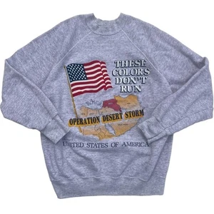 Vintage Operation Desert Storm Army Military USA Flag Crewneck Size Large - Picture 1 of 4