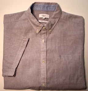 Next Lightweight Linen Short Sleeve Shirt - Regular Fit Large 23" p2p - VGC - Picture 1 of 11