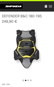 SPIDI SAFETY LAB DEFENDER BACK & CHEST UPPER BODY MOTORCYCLE ARMOUR 180-195cm L2 - Foto 1 di 3