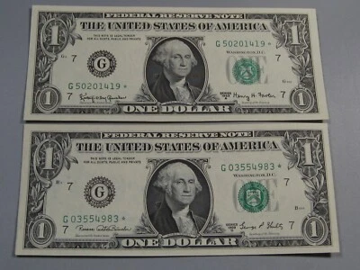 2 CU Crisp ⭐STAR⭐ FRN Notes 1963-A & 1969-D G/⭐ Block. #24 - Image 1 of 4