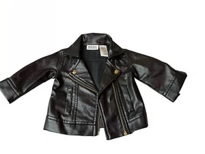 Blueberi Boulevard 12M Faux Black Leather Infant Jacket - Picture 1 of 6