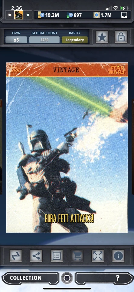 Topps Star Wars Digital Card Trader Boba Fett Attacks Vintage Insert — 第 1/1 张图片