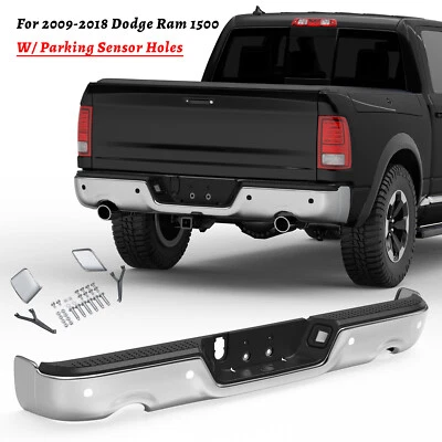 Chrome Rear Bumper For 2009-2018 Dodge Ram 1500 w/ Dual Exhaust & Sensor Holes - Image 1 of 4
