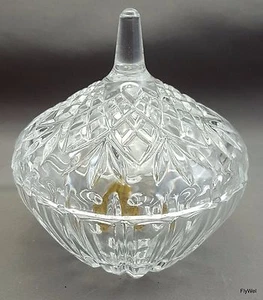 Cristal D'Arques Footed Trinket Dish with Lid Lead Crystal Diamond Fan 3.63in - Picture 1 of 7