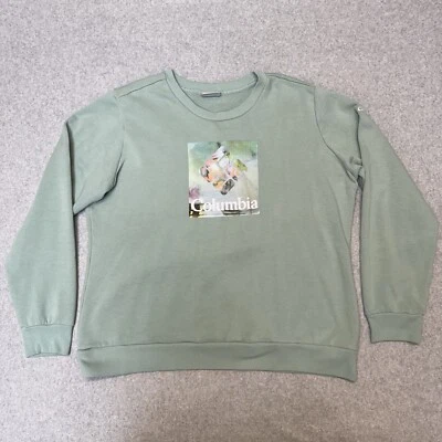 Columbia Sudadera Mujer Grande Cuello Redondo Suéter XL5531 Verde Claro Logo Foto 1 de 4