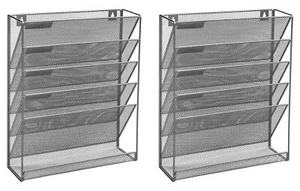 OSCO Wiremesh Wall Mounted Magazine Rack - Silver (Pack of 2) - Picture 1 of 7