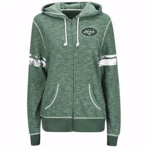 FELPA CON CAPPUCCIO DONNA MAJESTIC TRADIZIONE ATLETICA $72 NEW YORK JETS NUOVA CON ETICHETTE - Foto 1 di 6