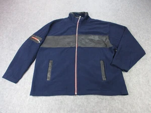 VINTAGE FUBU Jacket Mens Extra Large Blue Black Fleece Leather Trim Street Wear - Picture 1 of 20