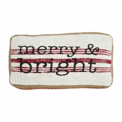 Mudpie - Merry & Bright Mini Jute Gusset Pillow - 41600594M - Image 1 of 2
