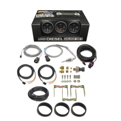 Black 7 Color Diesel Gauge Set - Boost, Pyrometer EGT, 30 Fuel Pressure - Image 1 of 4