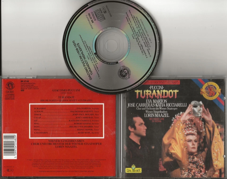 PUCCINI Turandot live highlights Maazel Carreras Marton cd 1987 - Image 1 of 1