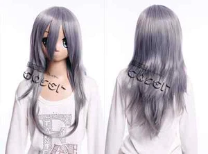 W-17-BC07 Gris 60cm Largo Cosplay Peluca Cabello Anime Manga Carnaval - Imagen 1 de 5