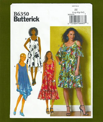Very Easy Tent Dress Sewing Pattern-Cold Shoulder (Sizes L-XXL) Butterick 6350 - Image 1 of 4