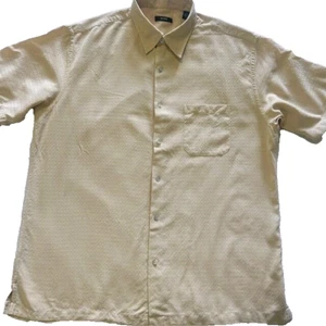 Alfani Herren 100% Seide Hemd Large Beige Button Down Kurzarm - Bild 1 von 6