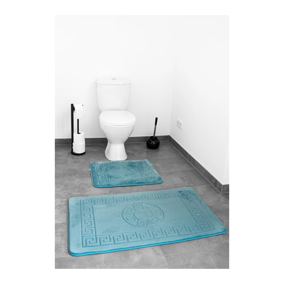 2 Teiliges Bademattenset aus Polyester mit Muster Waschbar und Rutschfest - Bild 1 von 1