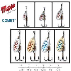 Mepps Comet Spinners argent/or, rouge/blue Dot couleurs-toutes tailles 0 à 5 - Imagen 1 de 5