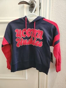 NEW UConn Huskies Colosseum Red Hoodie Long Sleeve Girls M 7-8 - Picture 1 of 3