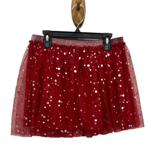 Holiday Time Christmas Girl's Lined TUTU Size 14-16 Red w Silver Sparle Dots - Picture 1 of 8