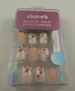 faux nails flowers elegant with glue pinks great for holidays Claire's - Picture 1 of 7