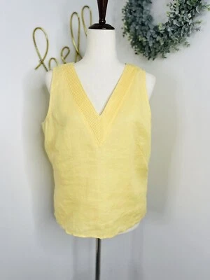 Talbots Irish Linen Yellow Sleeveless Tank Top Lagenlook Womne's Size 12 - Image 1 of 4
