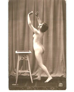 French Erotic Nude Woman Original 1920s RPPC Silver Print Photo - Imagen 1 de 2