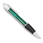 White Ballpoint Pen - Green Metallic Snake Skin Office Gift #15642