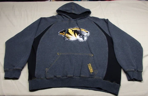 Mens MISSOURI TIGERS Campus Heritage Long Sleeve Hoodie Sz XL Gray MU Sweatshirt Cover